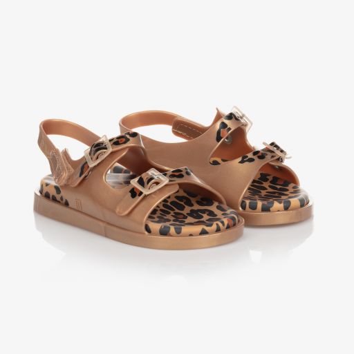 Mini Melissa-Goldene Gelee-Sandalen für Mädchen | Childrensalon Outlet