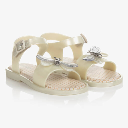 Mini Melissa-Girls Ivory Bugs Jelly Sandals | Childrensalon Outlet
