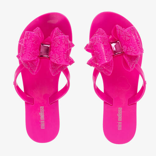 Mini Melissa-شبشب فليب فلوب جيلي لون زهري مزين بفيونكة | Childrensalon Outlet