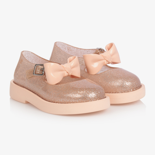 Mini Melissa-Rosa Gelee-Schuhe mit Schleife | Childrensalon Outlet