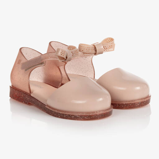 Mini Melissa-Rosa Gelee-Schuhe mit Schleife (M) | Childrensalon Outlet