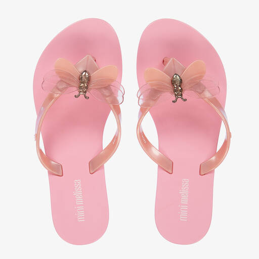 Mini Melissa-Girls Pink Bugs Jelly Flip-Flops | Childrensalon Outlet