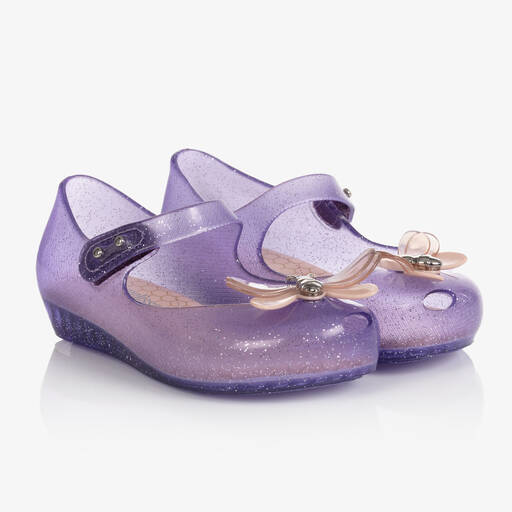 Mini Melissa-Girls Purple Glitter Bugs Jelly Shoes | Childrensalon Outlet