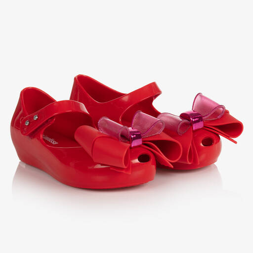 Mini Melissa-Girls Red Bow Jelly Shoes | Childrensalon Outlet