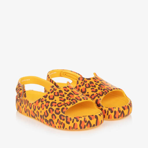 Mini Melissa-Girls Yellow Leopard Print Sandals | Childrensalon Outlet