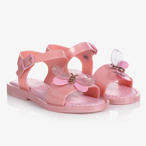 Mini Melissa-Junior Girls Pink Bugs Jelly Sandals | Childrensalon Outlet