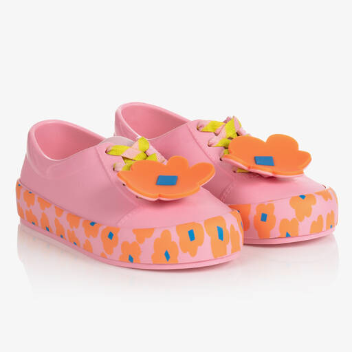 Mini Melissa-Junior Girls Pink Floral Jelly Trainers | Childrensalon Outlet