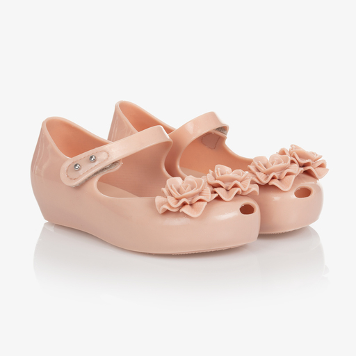 Mini Melissa-Бледно-розовые резиновые туфли с цветами | Childrensalon Outlet