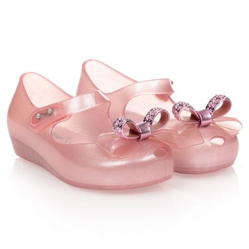 Mini Melissa-Rosa Jelly-Schuhe mit Schleife | Childrensalon Outlet