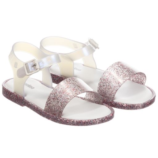 Mini Melissa-Pink Glitter Jelly Sandals | Childrensalon Outlet