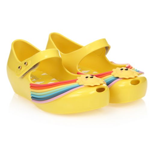 Mini Melissa-Gelbe Jelly-Schuhe mit Sonne | Childrensalon Outlet