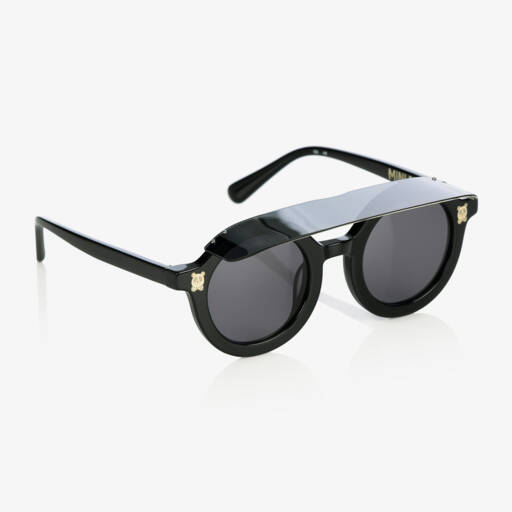 Mini Rodini-Black Round Visor Sunglasses | Childrensalon Outlet