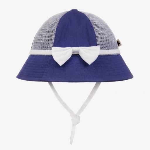 Mini Rodini-Blue Cotton & Mesh Sun Hat | Childrensalon Outlet