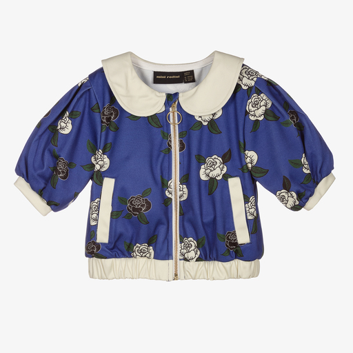Mini Rodini-Blue Roses Cropped Jacket | Childrensalon Outlet