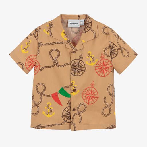 Mini Rodini-Boys Beige Organic Nautical Top | Childrensalon Outlet
