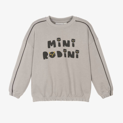 Mini Rodini-بلوفر رمادي دافئ للأولاد بنقشة قطة | Childrensalon Outlet