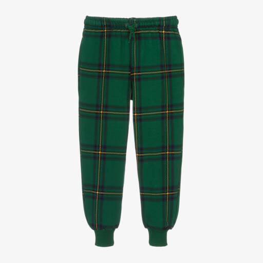 Mini Rodini-Boys Green Check Cotton Joggers | Childrensalon Outlet