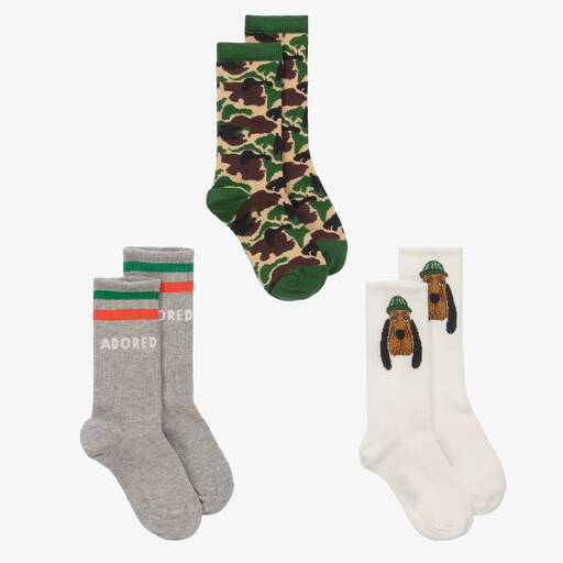 Mini Rodini-Зеленые носки из органического хлопка (3пары) | Childrensalon Outlet