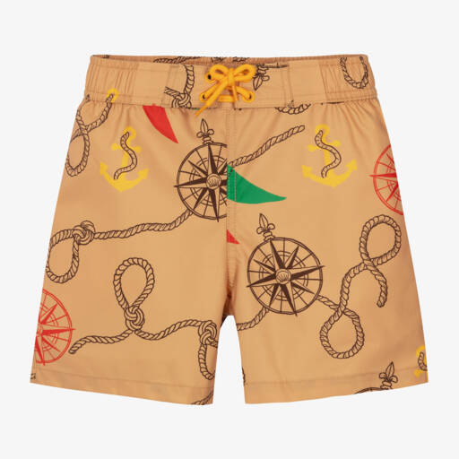 Mini Rodini-Boys Nautical Beige Swim Trunks | Childrensalon Outlet
