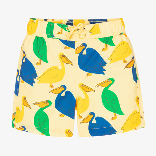 Mini Rodini-Boys Yellow Pelican Swim Shorts | Childrensalon Outlet