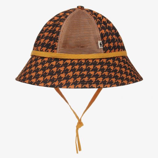 Mini Rodini-Brown Cotton & Mesh Sun Hat | Childrensalon Outlet