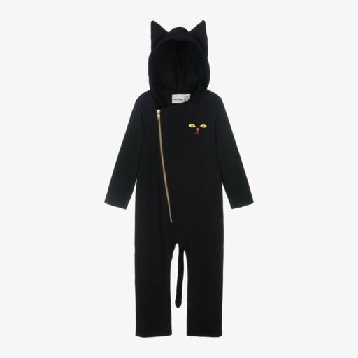 Mini Rodini-Girls Black Cat Cotton Onesie | Childrensalon Outlet