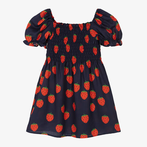 Mini Rodini-Girls Blue Lyocell Strawberry Dress | Childrensalon Outlet