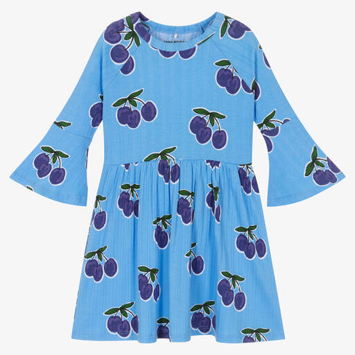 Mini Rodini-Голубое хлопковое платье со сливами | Childrensalon Outlet