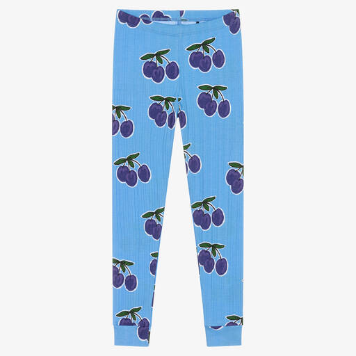 Mini Rodini-Голубые хлопковые легинсы со сливами | Childrensalon Outlet