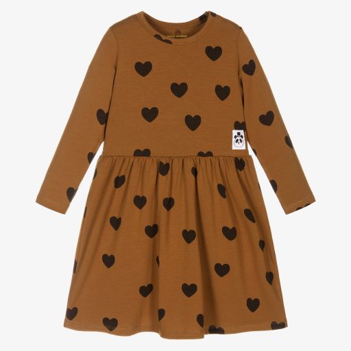 Mini Rodini-Girls Brown Heart Dress | Childrensalon Outlet