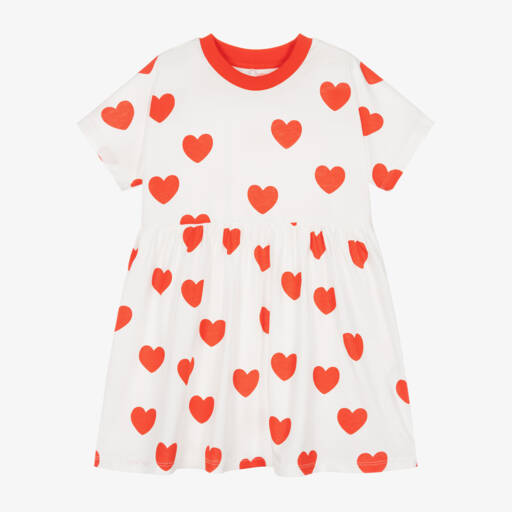 Mini Rodini-Girls Cotton Dress with Heart Motif | Childrensalon Outlet