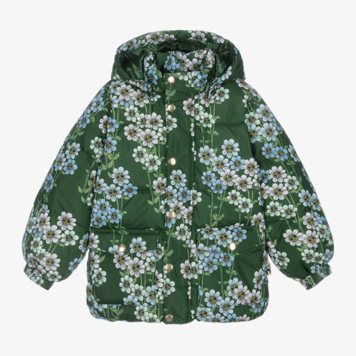 Mini Rodini-Girls Floral Green Puffer Jacket | Childrensalon Outlet