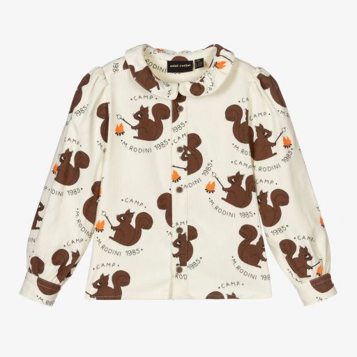 Mini Rodini-Girls Ivory Camp Flannel Shirt | Childrensalon Outlet