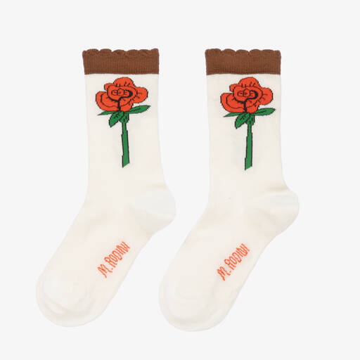 Mini Rodini-Кремовые хлопковые носки с розами для девочек | Childrensalon Outlet