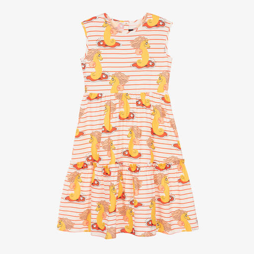 Mini Rodini-Girls Ivory Cotton Stripe Seahorse Dress | Childrensalon Outlet
