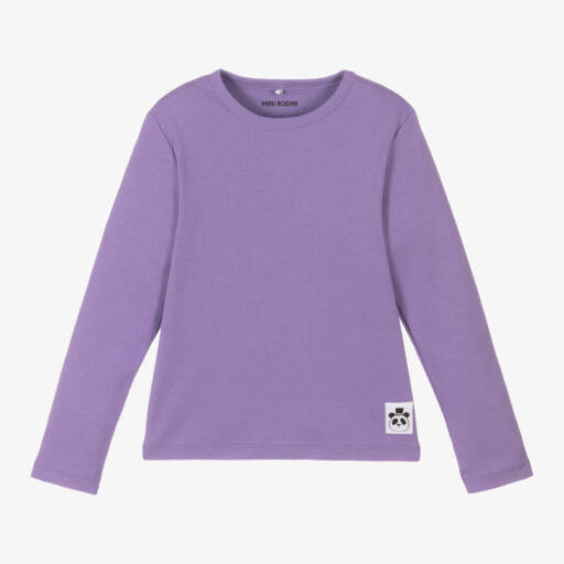 Mini Rodini-Girls Lavender Ribbed Cotton Long Sleeve | Childrensalon Outlet