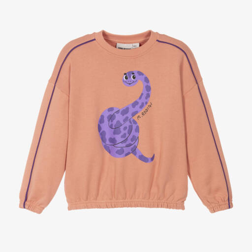 Mini Rodini-Girls Organic Cotton Pink Snake Sweater | Childrensalon Outlet