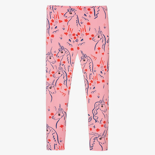 Mini Rodini-Girls Pink Cotton Unicorn Leggings | Childrensalon Outlet