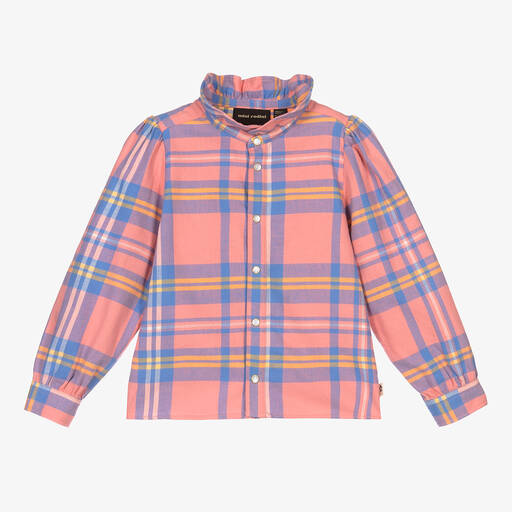 Mini Rodini-Girls Pink Flannel Blouse | Childrensalon Outlet