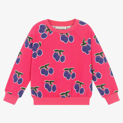 Mini Rodini-سويتشيرت بطبعة Plum قطن عضوي لون زهري فوشيا | Childrensalon Outlet