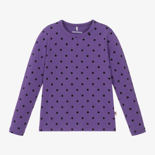 Mini Rodini-Girls Polka Dot Purple Tee | Childrensalon Outlet