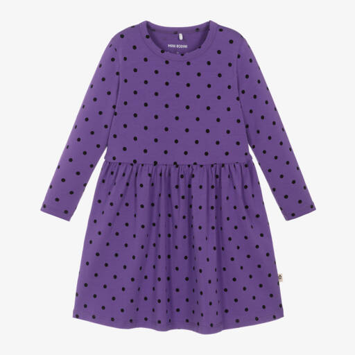 Mini Rodini-Girls Purple Organic Dotty Dress | Childrensalon Outlet