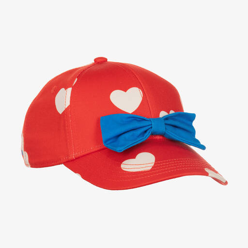 Mini Rodini-Girls Red Organic Cotton Hearts Cap | Childrensalon Outlet