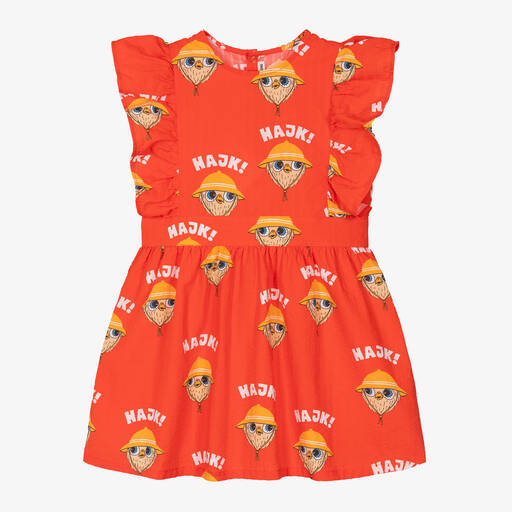 Mini Rodini-فستان قطن عضوي لون أحمر | Childrensalon Outlet