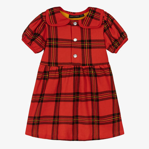 Mini Rodini-Girls Red Tartan Cotton Jersey Dress | Childrensalon Outlet
