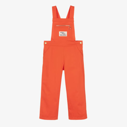 Mini Rodini-Girls Red Twill Patch Dungarees | Childrensalon Outlet