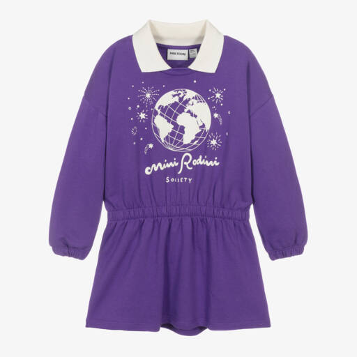 Mini Rodini-Girls Vibrant Purple Cotton Dress | Childrensalon Outlet