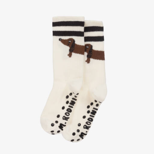 Mini Rodini-Girls White Organic Grip Socks | Childrensalon Outlet