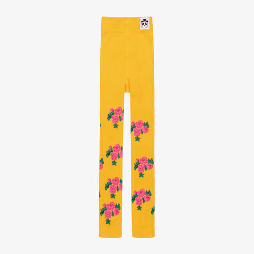 Mini Rodini-Желтые хлопковые легинсы с розами для девочек | Childrensalon Outlet