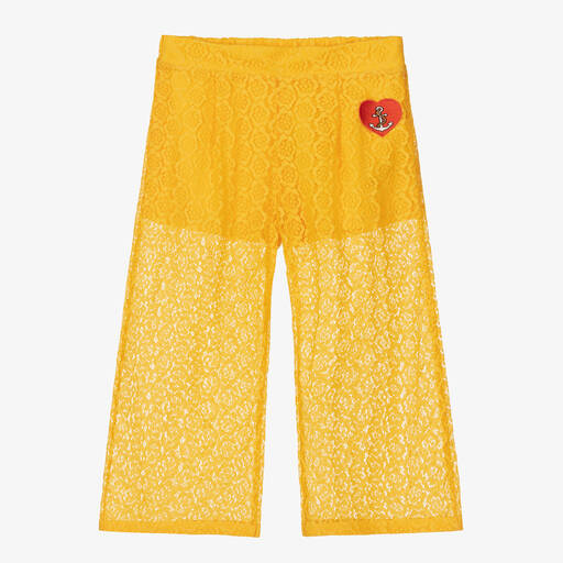 Mini Rodini-Gelbe Blumenspitzenhose mit Herz | Childrensalon Outlet